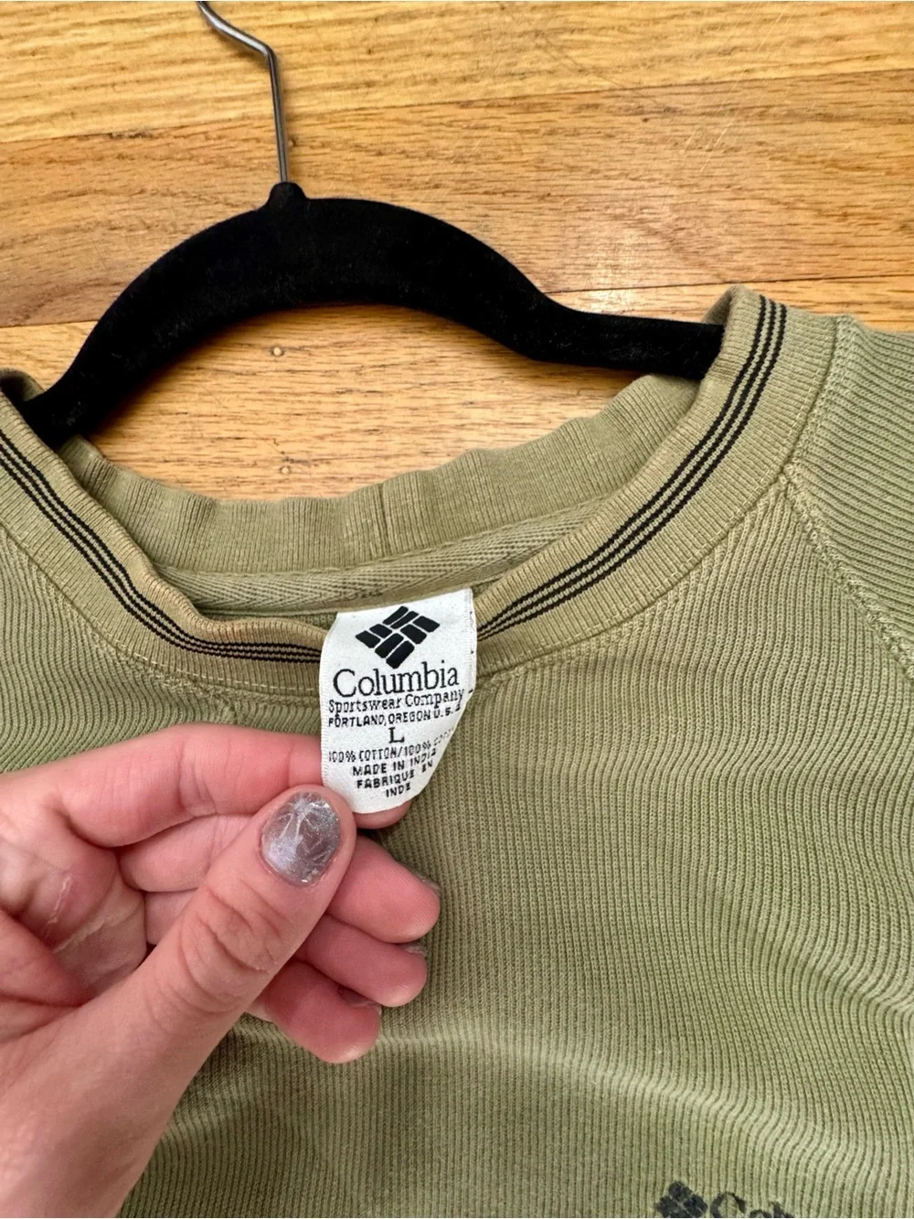 Vintage Columbia Sportswear Olive Waffle Knit Thermal Crewneck